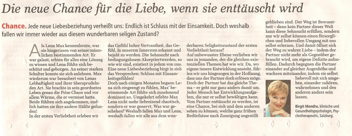 Zeitungsartikel: Die neue Chance für die Liebe, wenn sie enttäuscht wird